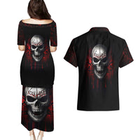 Skull Couples Matching Puletasi Dress and Hawaiian Shirt Death Skull Game Over - Wonder Print Shop