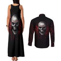Skull Couples Matching Tank Maxi Dress and Long Sleeve Button Shirts Death Skull Game Over - Wonder Print Shop