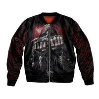 Skull Sleeve Zip Bomber Jacket Death Skull Game Over - Wonder Print Shop