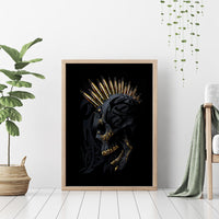Skull Canvas Wall Art Golden Skull Gangster - Wonder Print Shop