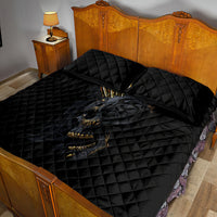 Skull Quilt Bed Set Golden Skull Gangster - Wonder Print Shop