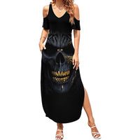 Skull Summer Maxi Dress Golden Skull Gangster - Wonder Print Shop