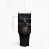 Skull Tumbler With Handle Golden Skull Gangster - Wonder Print Shop