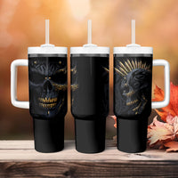 Skull Tumbler With Handle Golden Skull Gangster - Wonder Print Shop