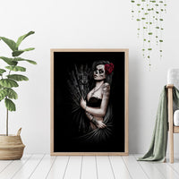 Skull Canvas Wall Art Girl Day Of The Dead - Wonder Print Shop