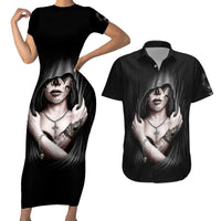 Skull Couples Matching Short Sleeve Bodycon Dress and Hawaiian Shirt Girl Day Of The Dead - Wonder Print Shop