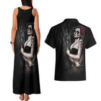 Skull Couples Matching Tank Maxi Dress And Hawaiian Shirt Girl Day Of The Dead - Wonder Print Shop