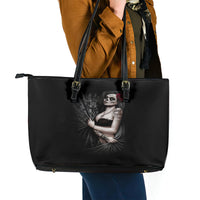 Skull Leather Tote Bag Girl Day Of The Dead - Wonder Print Shop