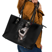 Skull Leather Tote Bag Girl Day Of The Dead - Wonder Print Shop