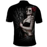 Skull Polo Shirt Girl Day Of The Dead - Wonder Print Shop