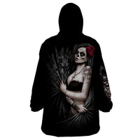 Skull Wearable Blanket Hoodie Girl Day Of The Dead - Wonder Print Shop
