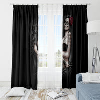 Skull Window Curtain Girl Day Of The Dead - Wonder Print Shop