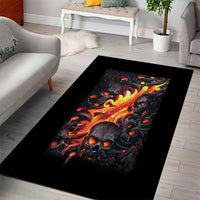 Skull Area Rug Flame Skull Lava Inside - Wonder Print Shop