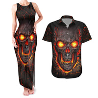 Skull Couples Matching Tank Maxi Dress And Hawaiian Shirt Flame Skull Lava Inside - Wonder Print Shop