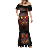 Skull Mermaid Dress Flame Skull Lava Inside - Wonder Print Shop