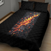 Skull Quilt Bed Set Flame Skull Lava Inside - Wonder Print Shop