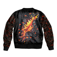 Skull Sleeve Zip Bomber Jacket Flame Skull Lava Inside - Wonder Print Shop