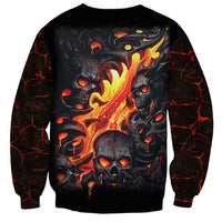 Skull Sweatshirt Flame Skull Lava Inside - Wonder Print Shop