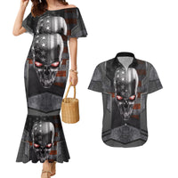 Skull Couples Matching Mermaid Dress And Hawaiian Shirt Metal Head Skull American - Wonder Print Shop