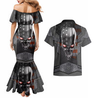 Skull Couples Matching Mermaid Dress And Hawaiian Shirt Metal Head Skull American - Wonder Print Shop