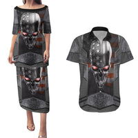 Skull Couples Matching Puletasi Dress and Hawaiian Shirt Metal Head Skull American - Wonder Print Shop