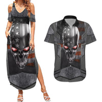 Skull Couples Matching Summer Maxi Dress and Hawaiian Shirt Metal Head Skull American - Wonder Print Shop