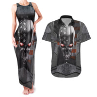 Skull Couples Matching Tank Maxi Dress And Hawaiian Shirt Metal Head Skull American - Wonder Print Shop