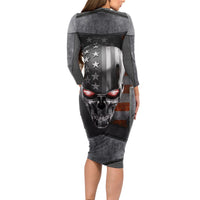 Skull Long Sleeve Bodycon Dress Metal Head Skull American - Wonder Print Shop