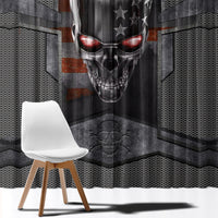 Skull Window Curtain Metal Head Skull American - Wonder Print Shop