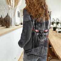 Skull Women Casual Shirt Metal Head Skull American - Wonder Print Shop