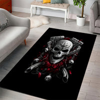 Skull Area Rug Riding Motocycle Girl Rose - Wonder Print Shop