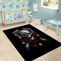 Skull Area Rug Riding Motocycle Girl Rose - Wonder Print Shop