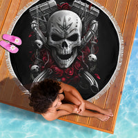 Skull Beach Blanket Riding Motocycle Girl Rose - Wonder Print Shop