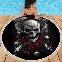 Skull Beach Blanket Riding Motocycle Girl Rose - Wonder Print Shop