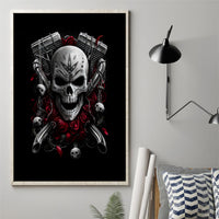 Skull Canvas Wall Art Riding Motocycle Girl Rose - Wonder Print Shop