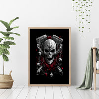 Skull Canvas Wall Art Riding Motocycle Girl Rose - Wonder Print Shop