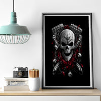 Skull Canvas Wall Art Riding Motocycle Girl Rose - Wonder Print Shop