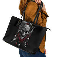 Skull Leather Tote Bag Riding Motocycle Girl Rose - Wonder Print Shop