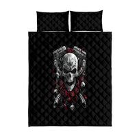Skull Quilt Bed Set Riding Motocycle Girl Rose - Wonder Print Shop