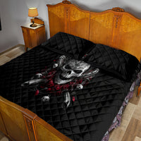Skull Quilt Bed Set Riding Motocycle Girl Rose - Wonder Print Shop