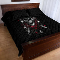 Skull Quilt Bed Set Riding Motocycle Girl Rose - Wonder Print Shop
