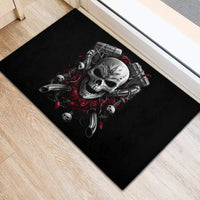Skull Rubber Doormat Riding Motocycle Girl Rose - Wonder Print Shop