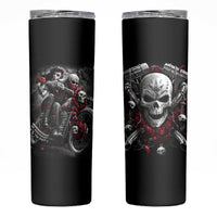 Skull Skinny Tumbler Riding Motocycle Girl Rose - Wonder Print Shop