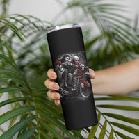Skull Skinny Tumbler Riding Motocycle Girl Rose - Wonder Print Shop