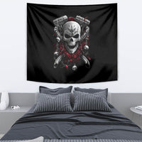 Skull Tapestry Riding Motocycle Girl Rose - Wonder Print Shop