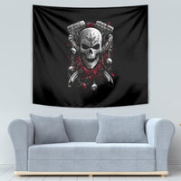 Skull Tapestry Riding Motocycle Girl Rose - Wonder Print Shop