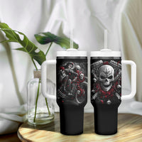 Skull Tumbler With Handle Riding Motocycle Girl Rose - Wonder Print Shop
