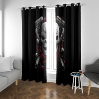 Skull Window Curtain Riding Motocycle Girl Rose - Wonder Print Shop