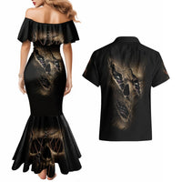 Skull Couples Matching Mermaid Dress And Hawaiian Shirt Mummy Face Inside - Wonder Print Shop