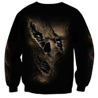 Skull Sweatshirt Mummy Face Inside - Wonder Print Shop
